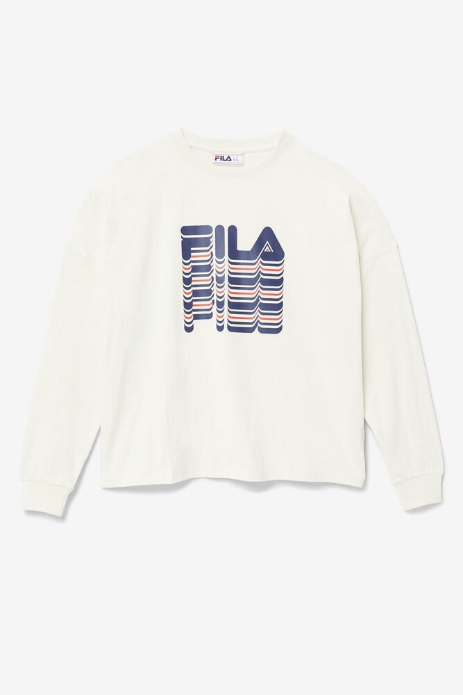 Fila T-Shirt Mens White Wendell Long Sleeve - Ireland 34601-YGSM